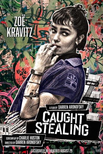 Caught Stealing movie poster featuring Zoe Kravitz