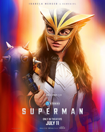 Superman movie poster featuring Isabela Merced as Hawkgirl