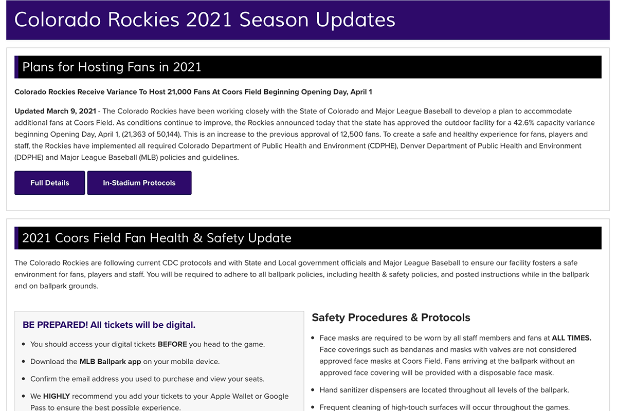 Opening Day, 1 April 2021: Rockies vs. Dodgers