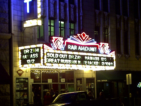 Dr. Zahi Hawass Paramount Theatre marquee