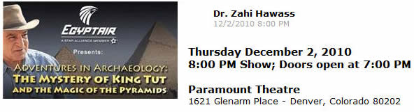 Dr. Zahi Hawass lecture info